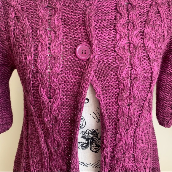 Pink Cardigan Knit 3/4 Sleeve Cardigan Fuchsia Sz M - Picture 4 of 16